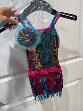 Girls Multicolor Sequin Fringe Dance Costume - Kids
